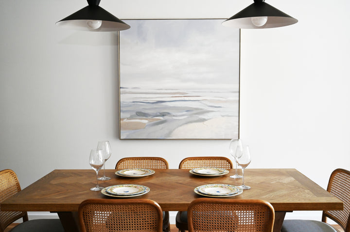 Tranquil Seashore Canvas In Antique Silver Frame