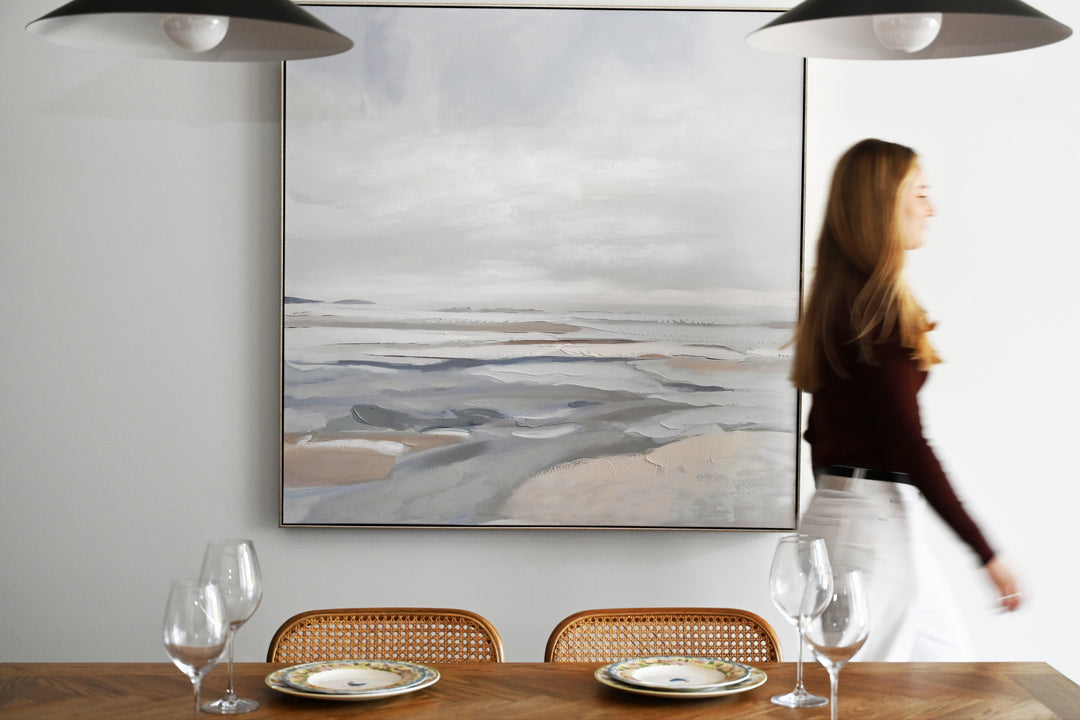 Tranquil Seashore Canvas In Antique Silver Frame