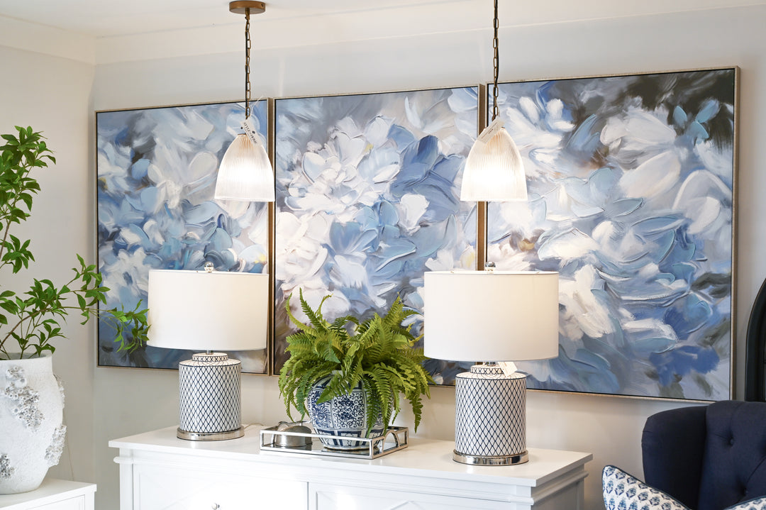 Hydrangea Haven 3 piece set Canvas In Antique Silver Frame