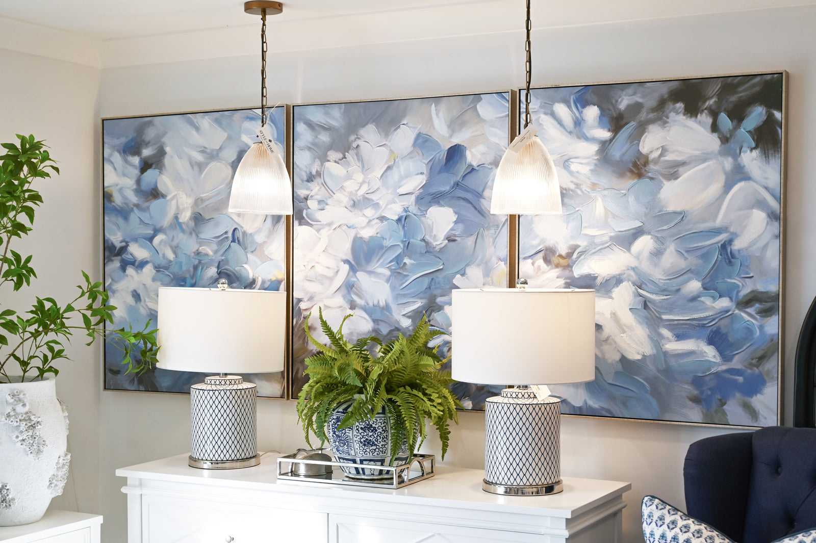 Hydrangea Haven 3 piece set Canvas In Antique Silver Frame