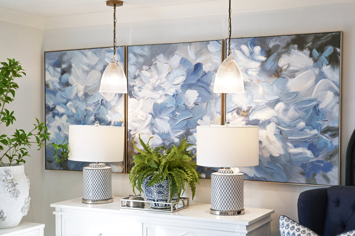 Hydrangea Haven 3 piece set Canvas In Antique Silver Frame