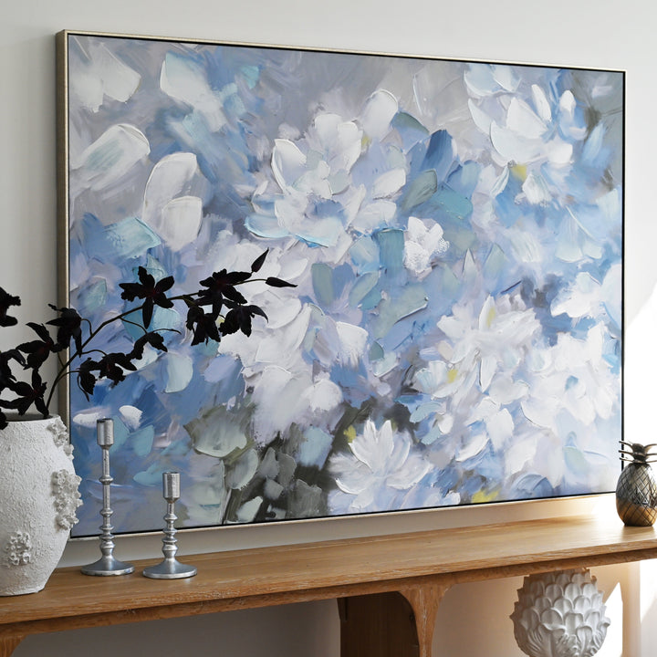 Hydrangea Haven Canvas In Antique Silver Frame