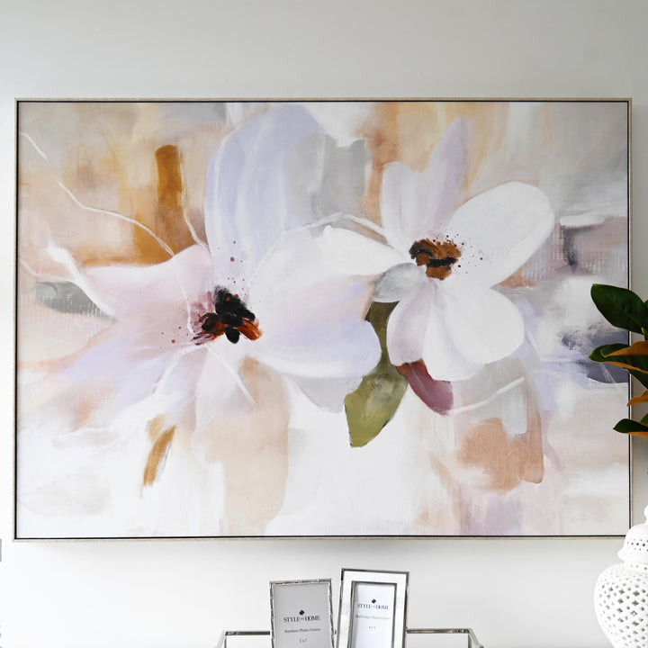 Petals at Dawn Canvas in Antique Silver Frame