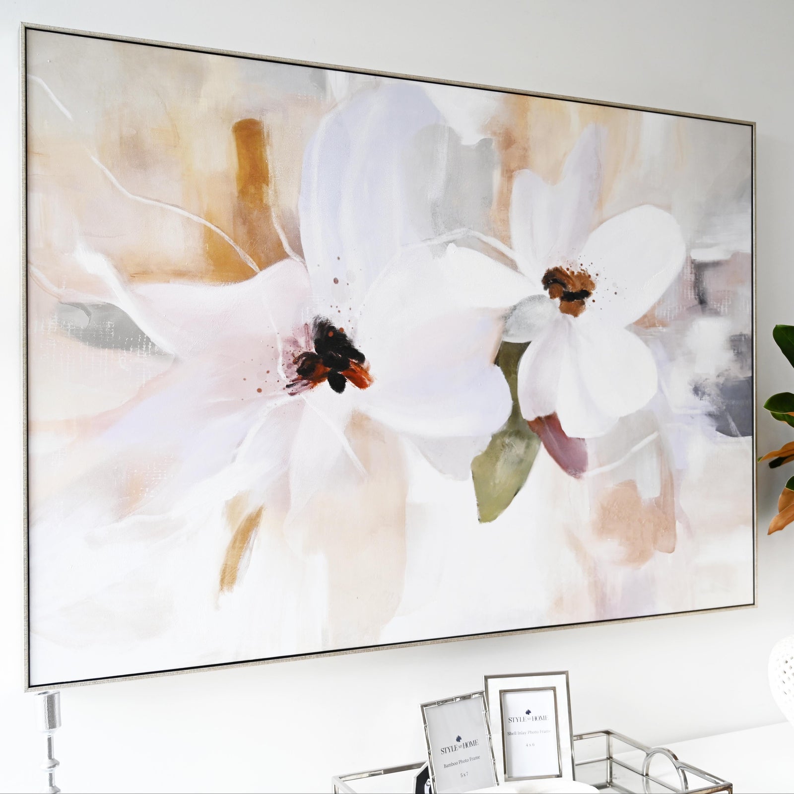 Petals at Dawn Canvas in Antique Silver Frame