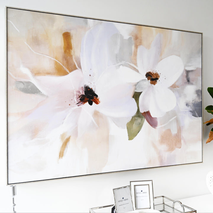 Petals at Dawn Canvas in Antique Silver Frame