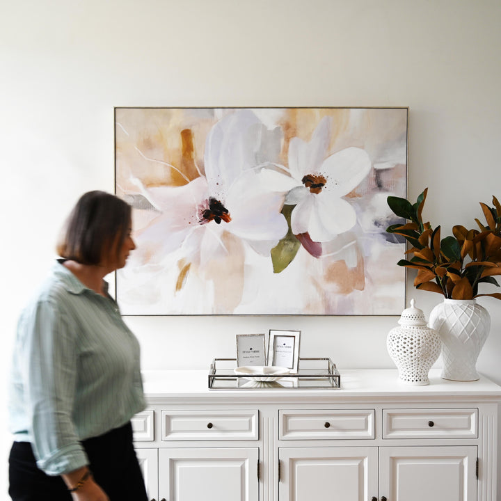 Petals at Dawn Canvas in Antique Silver Frame