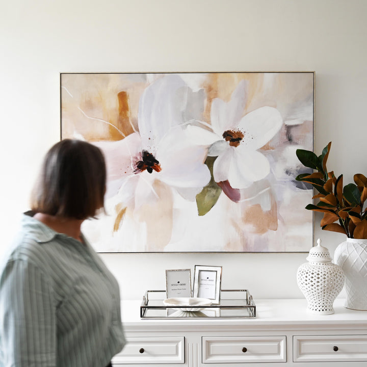 Petals at Dawn Canvas in Antique Silver Frame