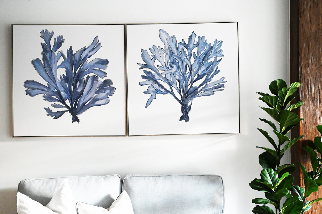 Blue Coral 2 Canvas In Antique Silver Frame
