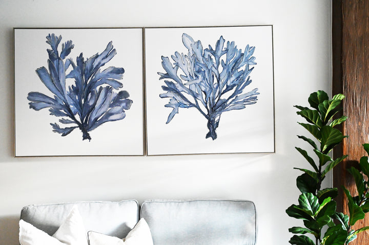 Blue Coral 2 Canvas In Antique Silver Frame