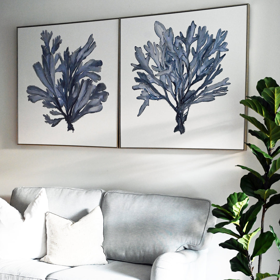 Blue Coral 2 Canvas In Antique Silver Frame