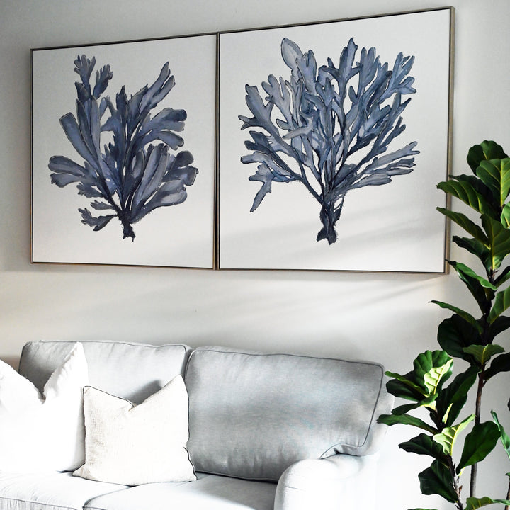 Blue Coral 2 Canvas In Antique Silver Frame