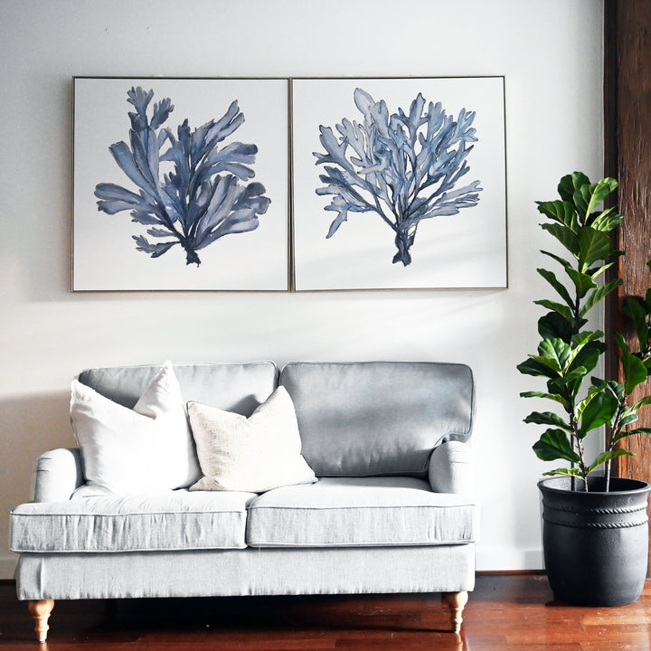 Blue Coral 2 Canvas In Antique Silver Frame