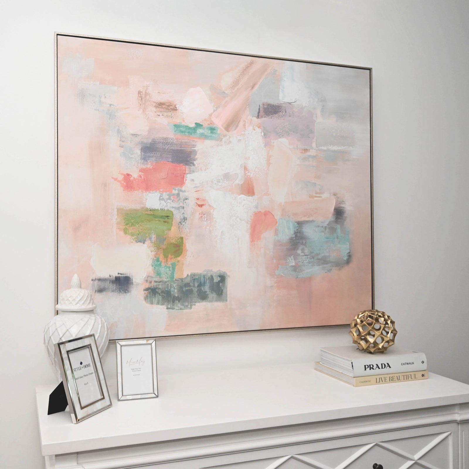 Blush Canvas in Silver Frame