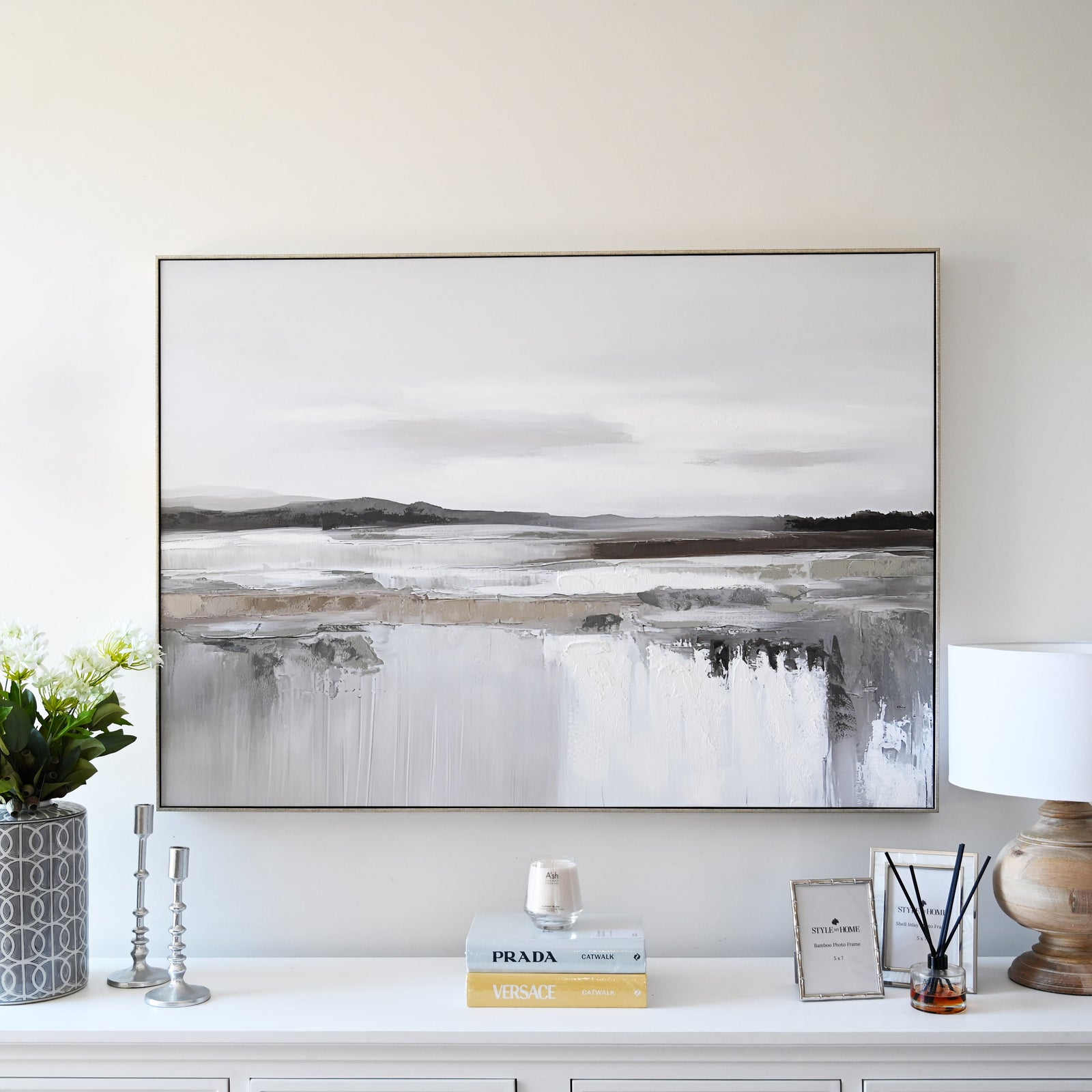 Quiet Shore Canvas in Antique Silver Frame