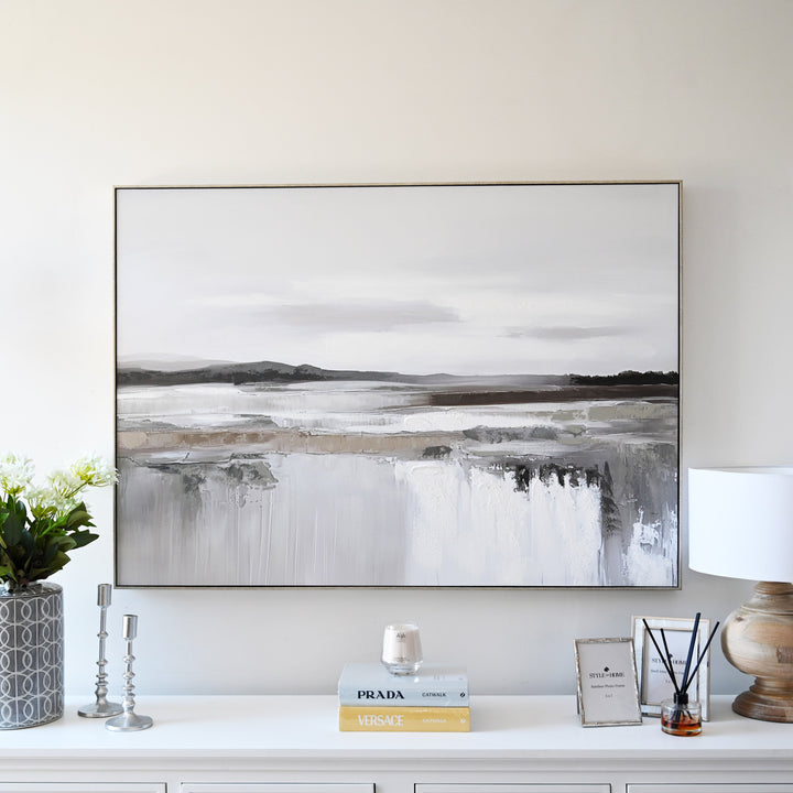 Quiet Shore Canvas in Antique Silver Frame