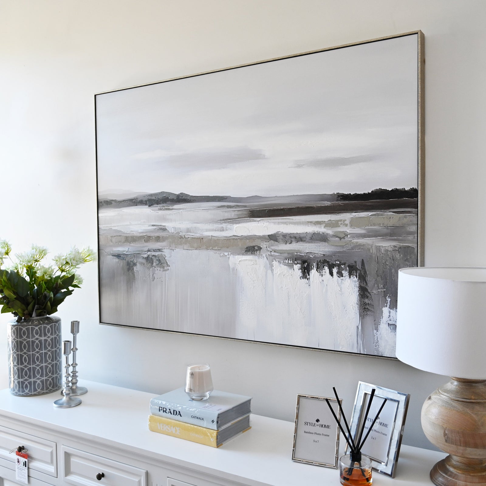 Quiet Shore Canvas in Antique Silver Frame