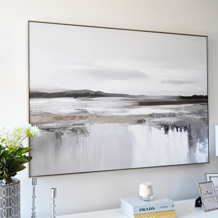 Quiet Shore Canvas in Antique Silver Frame