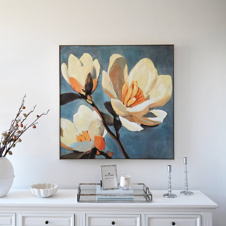 Magnolia Sky Canvas In Antique Silver Frame