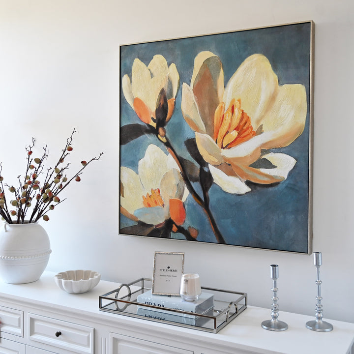Magnolia Sky Canvas In Antique Silver Frame