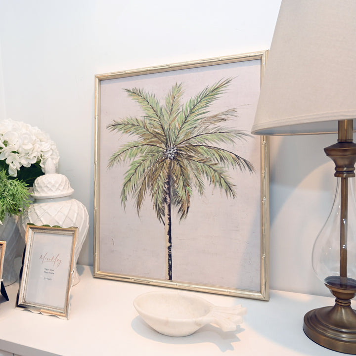 Palm Paradise Small Canvas in Bamboo Champagne Frame
