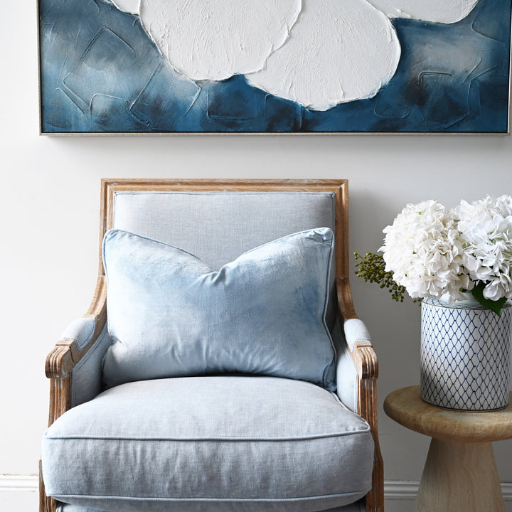 Sky Blue Velvet Luxury Lumbar Cushion