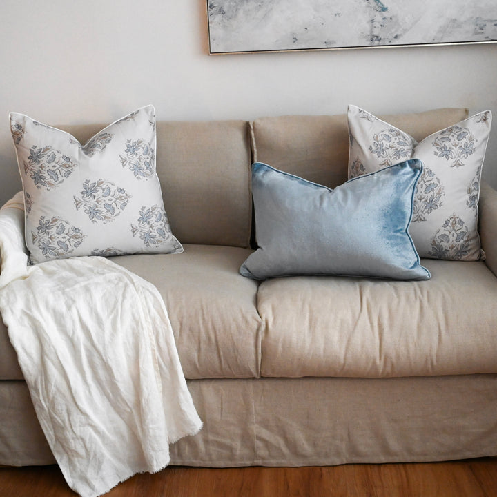 Sky Blue Velvet Luxury Lumbar Cushion