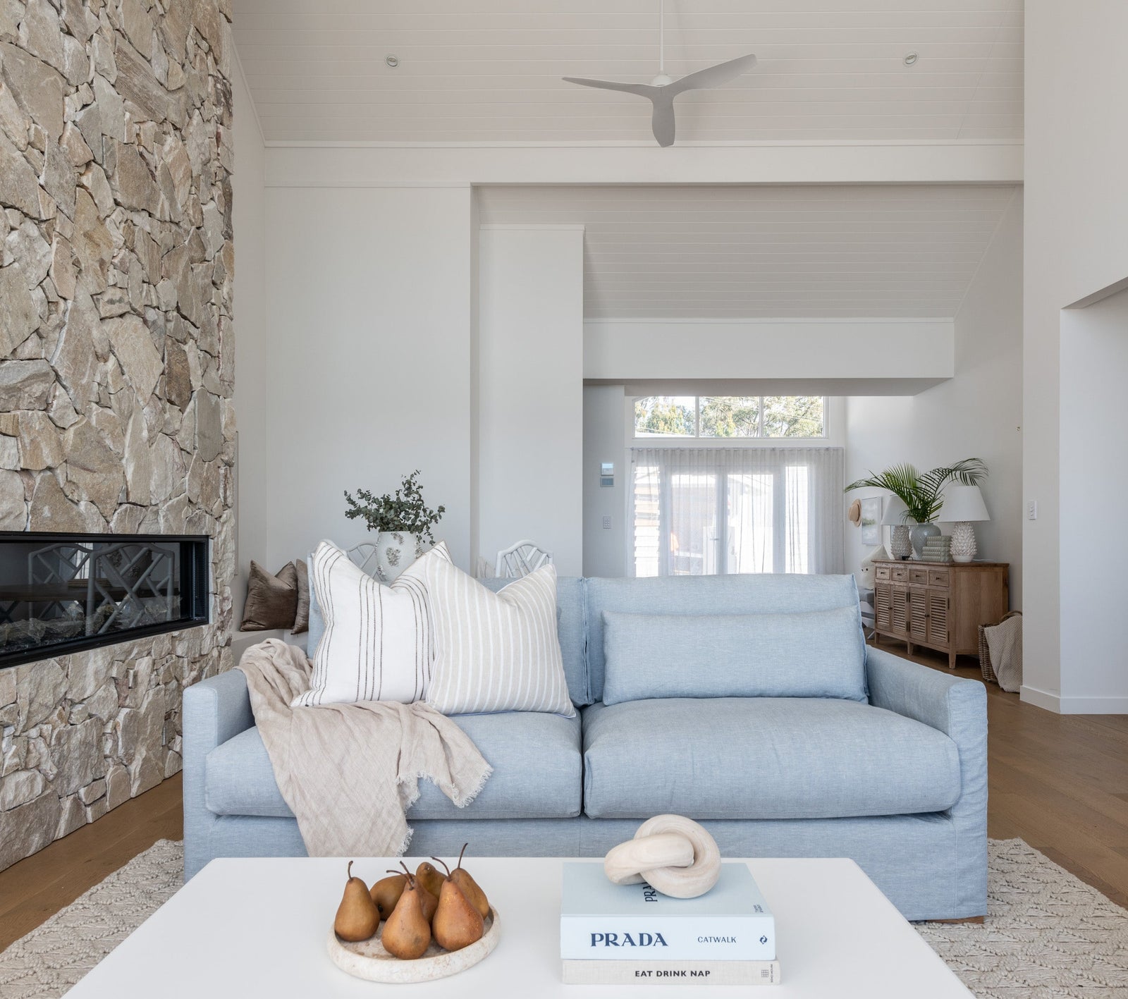 Capri Linen Slip Cover 3 Seater Lounge - Covers Only Duck Egg Blue 220cm wide x 96cm deep x 87cm high