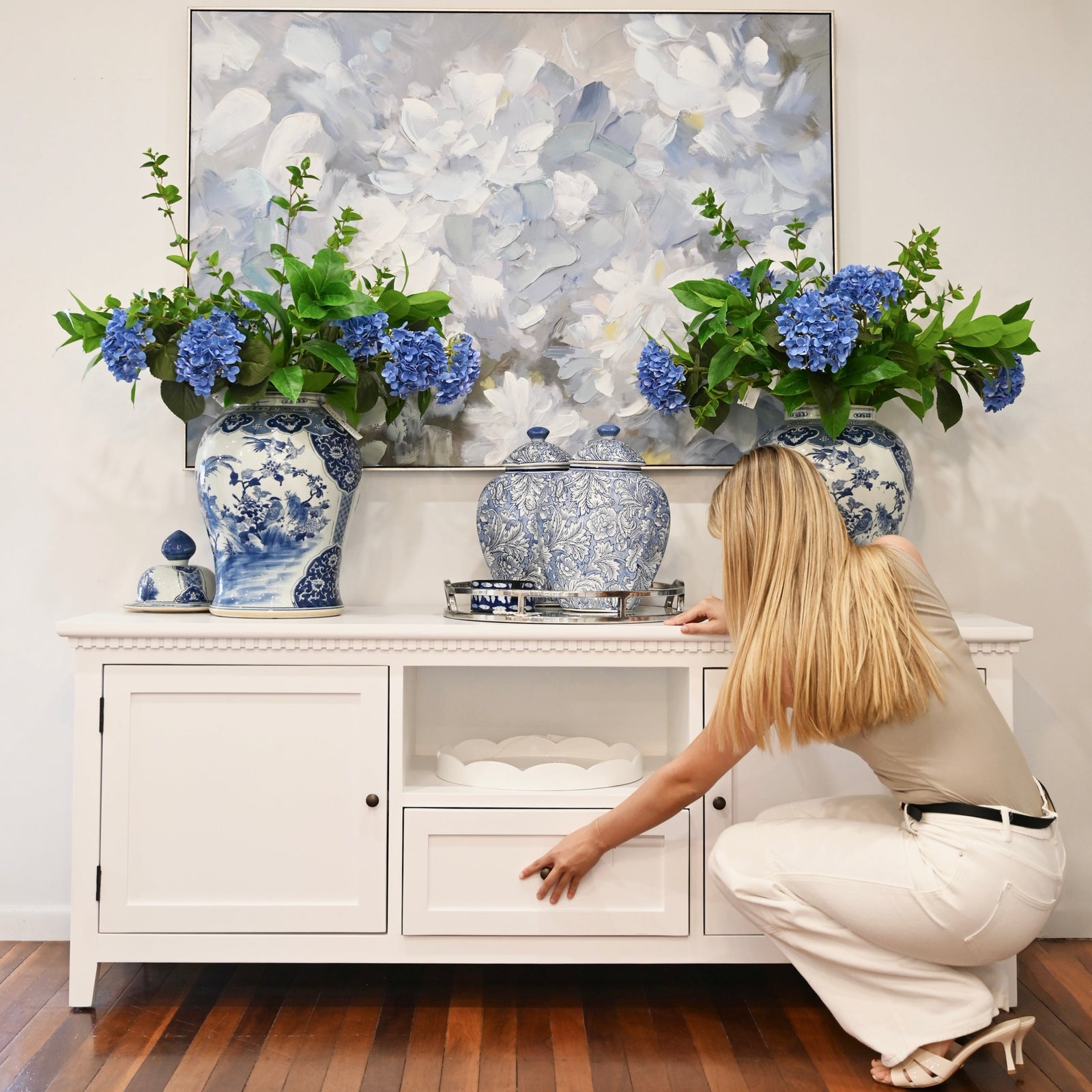 Hydrangea Haven Canvas In Antique Silver Frame