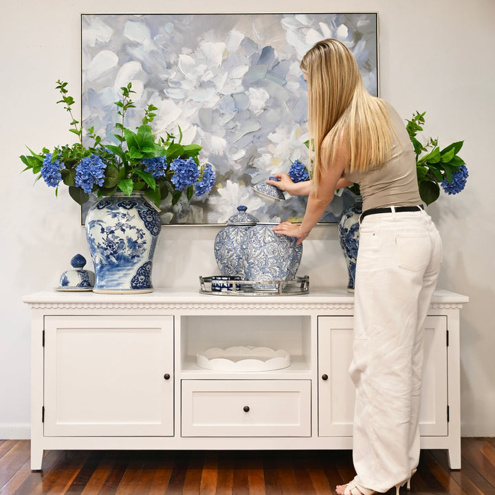 Hydrangea Haven Canvas In Antique Silver Frame