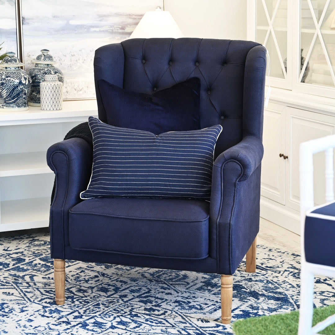 Harriet Linen Armchair Navy 90cm wide x 80cm deep x113cm high