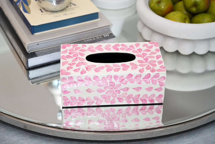 Vine Pink Mother of Pearl Tissue Box