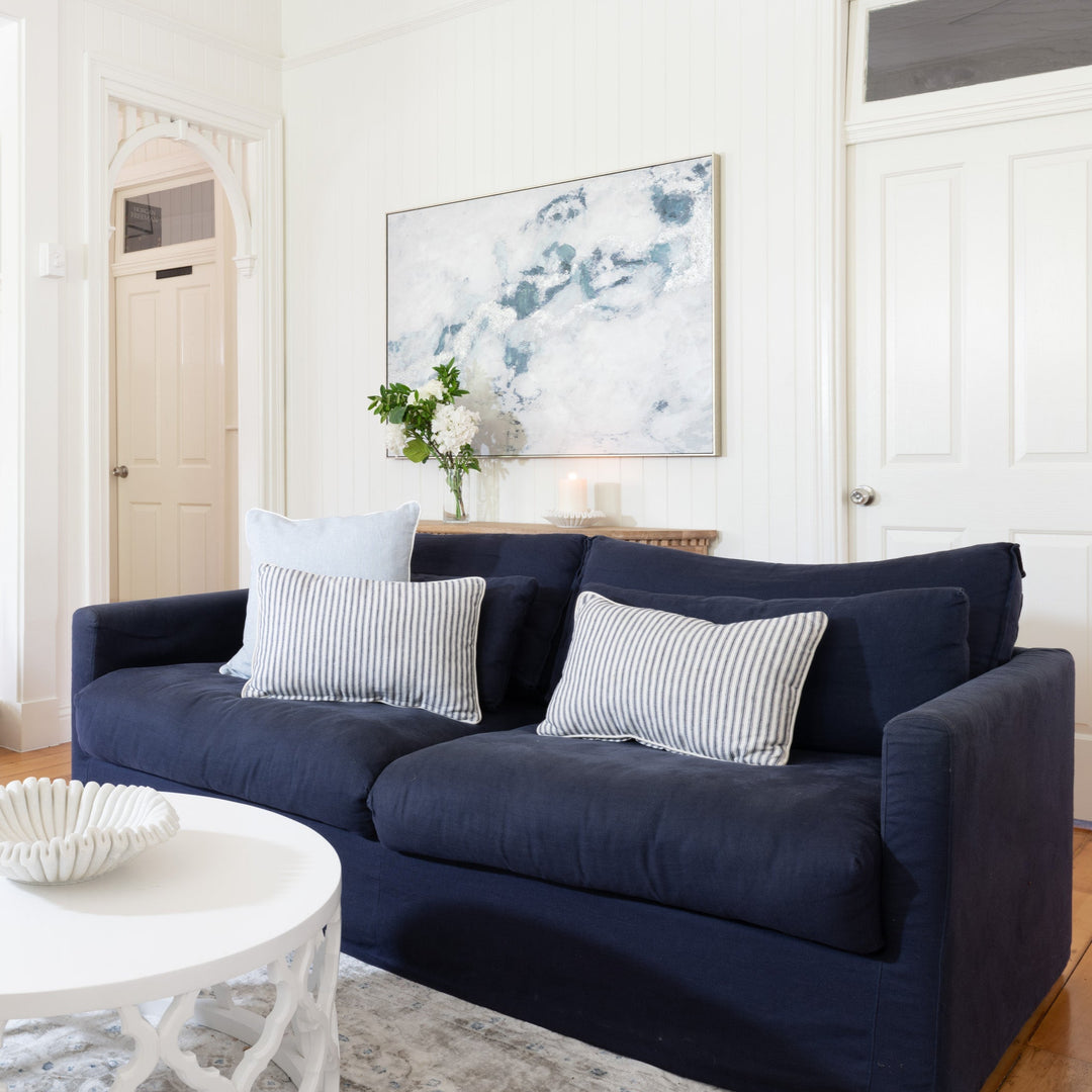 Capri Slip Cover Linen 2 Seater Lounge - Covers Only Navy 170cm wide x 96cm deep x 87cm high