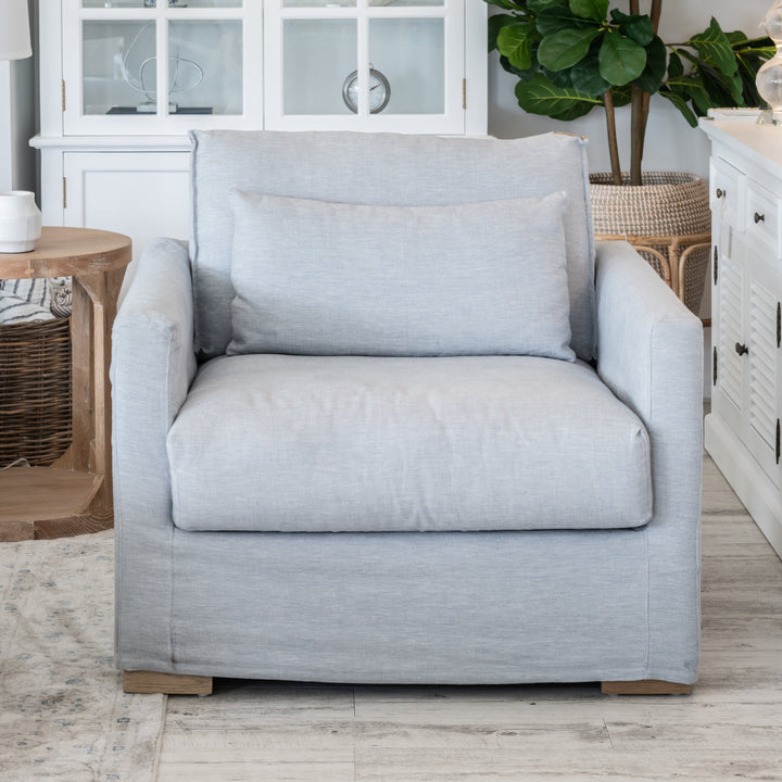 Capri Slip Cover Linen Armchair - Covers Only Duck Egg Blue 99cm wide x 96cm deep x 87cm high