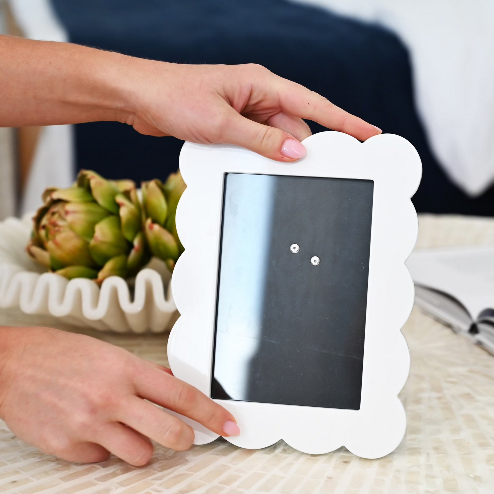 Scallop White Photo Frame- 2 sizes available