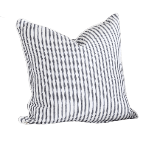Signature Navy Blue Stripe Linen Square Cushion