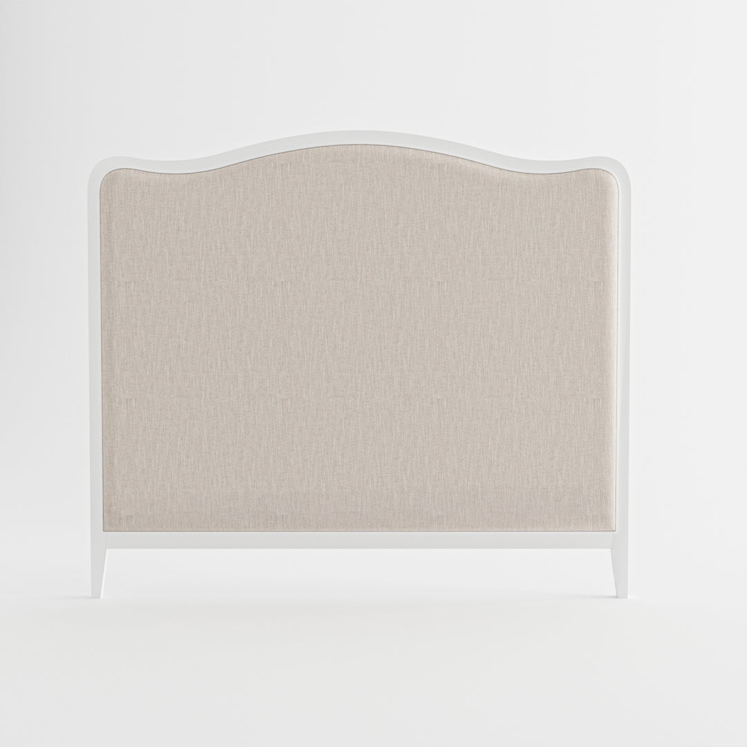 Isabelle French Provincial Curved Bedhead Satin White Oatmeal