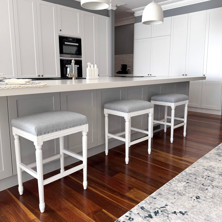April Backless Kitchen Stool With Padded Linen Seat