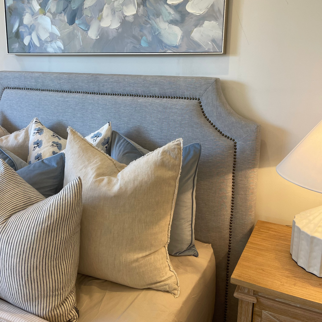 Scarlett Linen Bedhead with studs