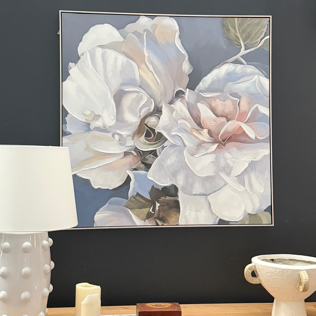 Pastel Petals Canvas In Antique Silver Frame