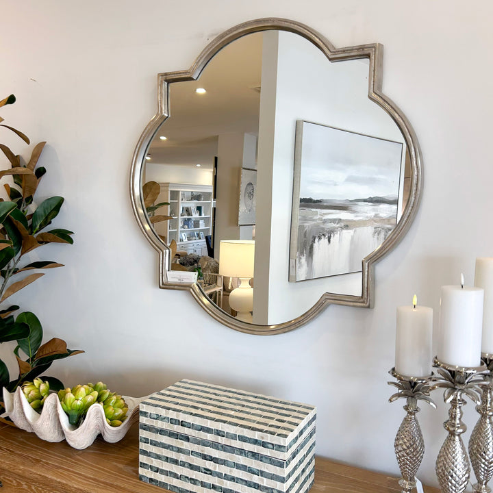 Quatrefoil Statement Silver Iron Mirror
