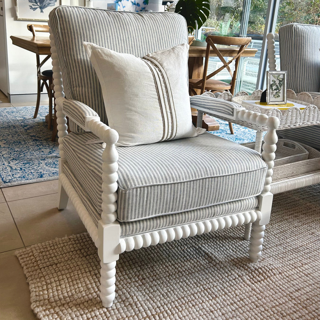 Bobbin Linen And Oak Armchair