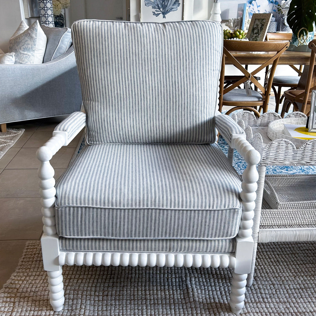 Bobbin Linen And Oak Armchair