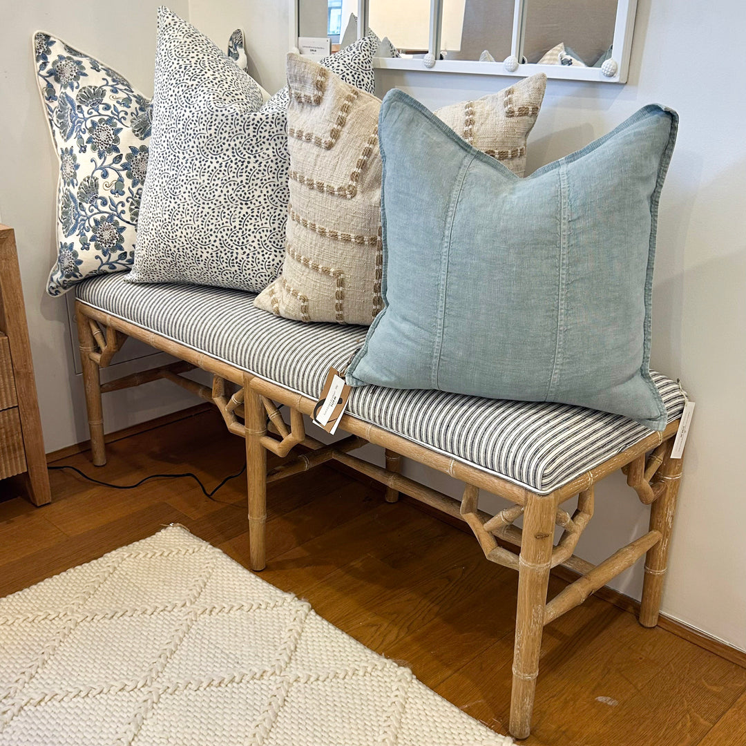 Raffles Linen Upholstered Oak Bench Seat