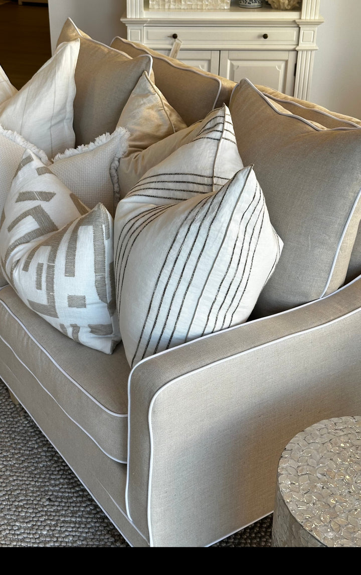 Martha 3 Seater Linen Lounge Oatmeal 240cm wide x 102cm deep x 91cm high