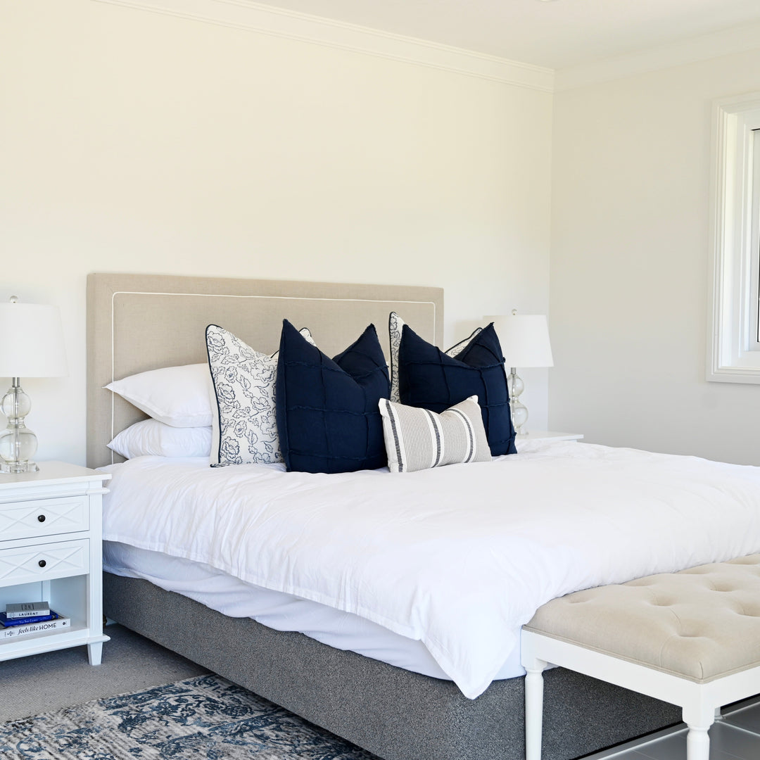 Grace Square Deluxe Bedhead Oatmeal White Piping