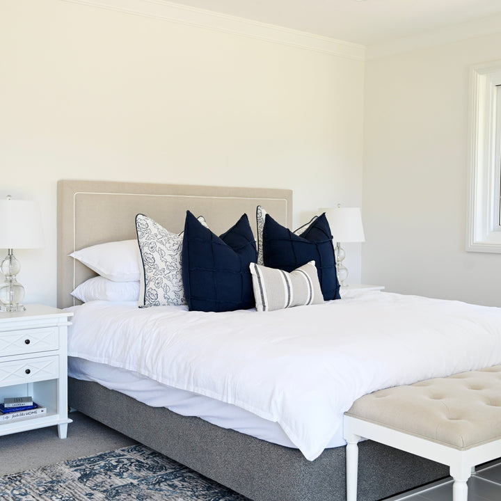 Grace Square Deluxe Bedhead Oatmeal White Piping