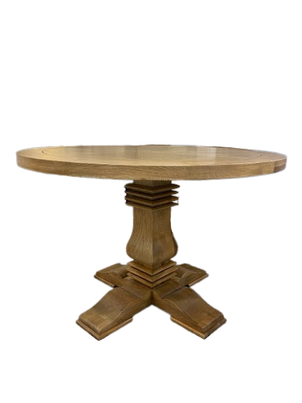 Hannah Parquetry Round Dining Table With Natural Base