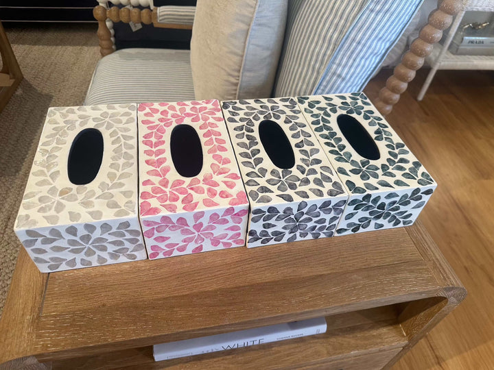 Vine Sea Green Mother of Pearl Tissue Box