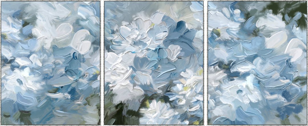 Hydrangea Haven 3 piece set Canvas In Antique Silver Frame