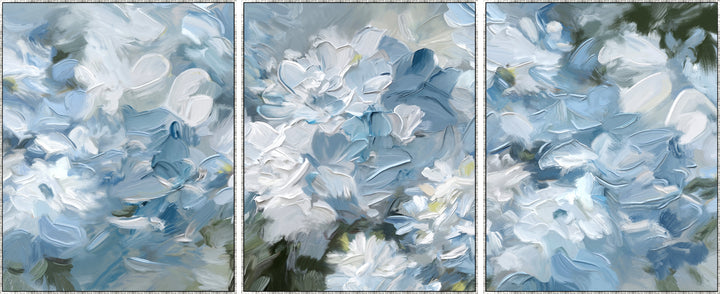 Hydrangea Haven 3 piece set Canvas In Antique Silver Frame